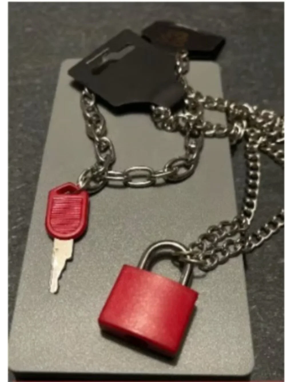 Red Lock Necklace and Key Bracelet Bundle
